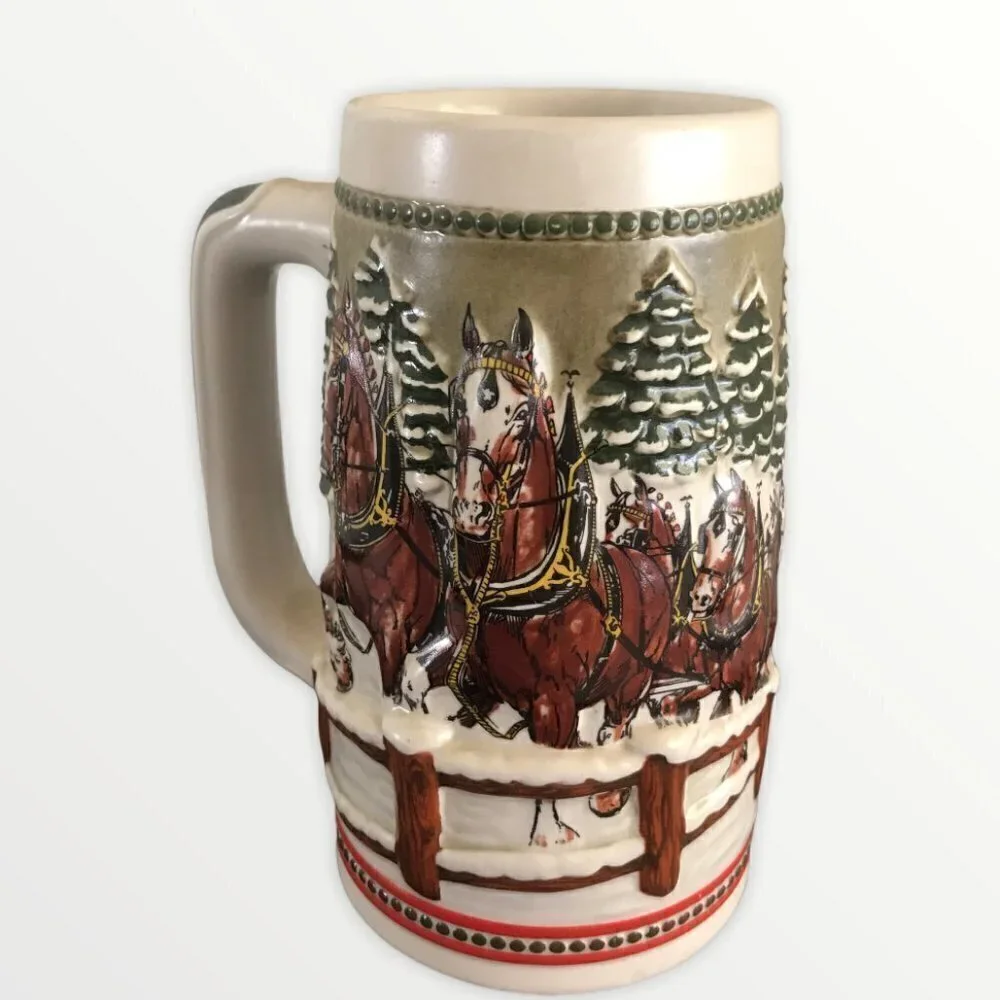 Budweiser Beer Stein by Ceramarte Covered Bridge, Anheuser-Busch Mug 1984